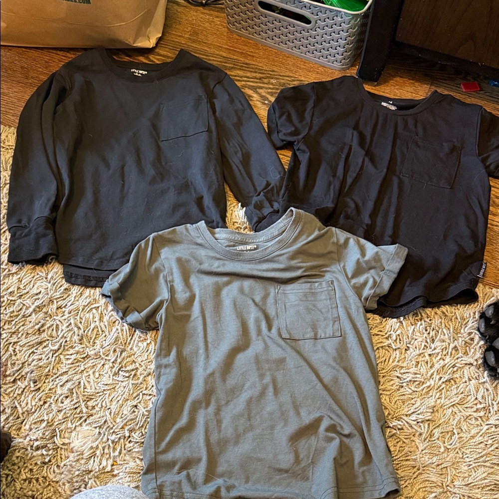 Little Bipsy Charcoal and Black Tshirt and black long sleeve tshirt